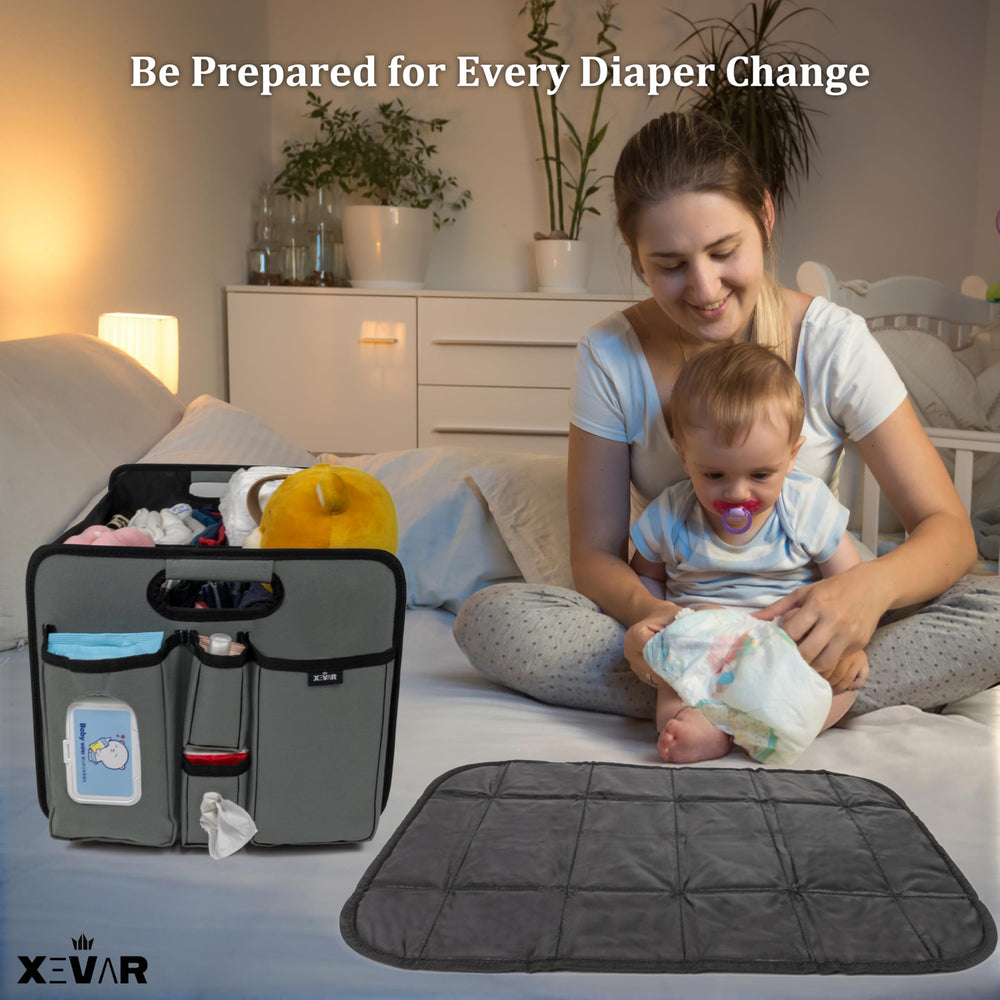 XEVAR Baby Diaper Caddy Organizer collapsible design for easy packing and storage
