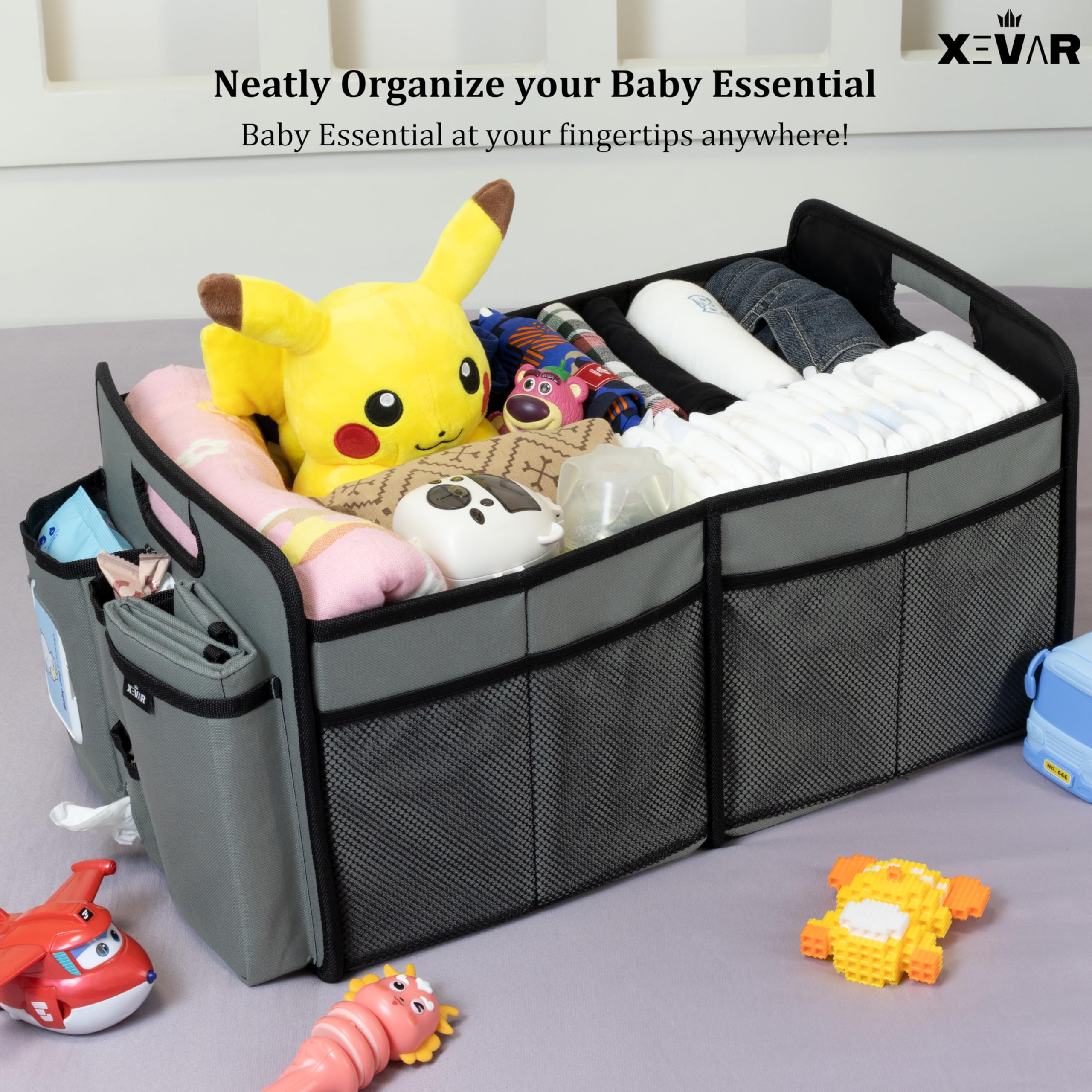 XEVAR Baby Diaper Caddy Organizer reinforced handles for one-handed carry
