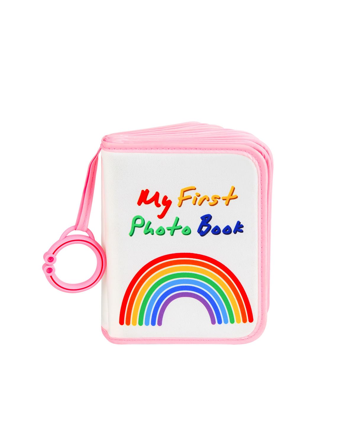 Xfveiwoo baby first family photo album pink cover, easy to hold and store cherished memories.