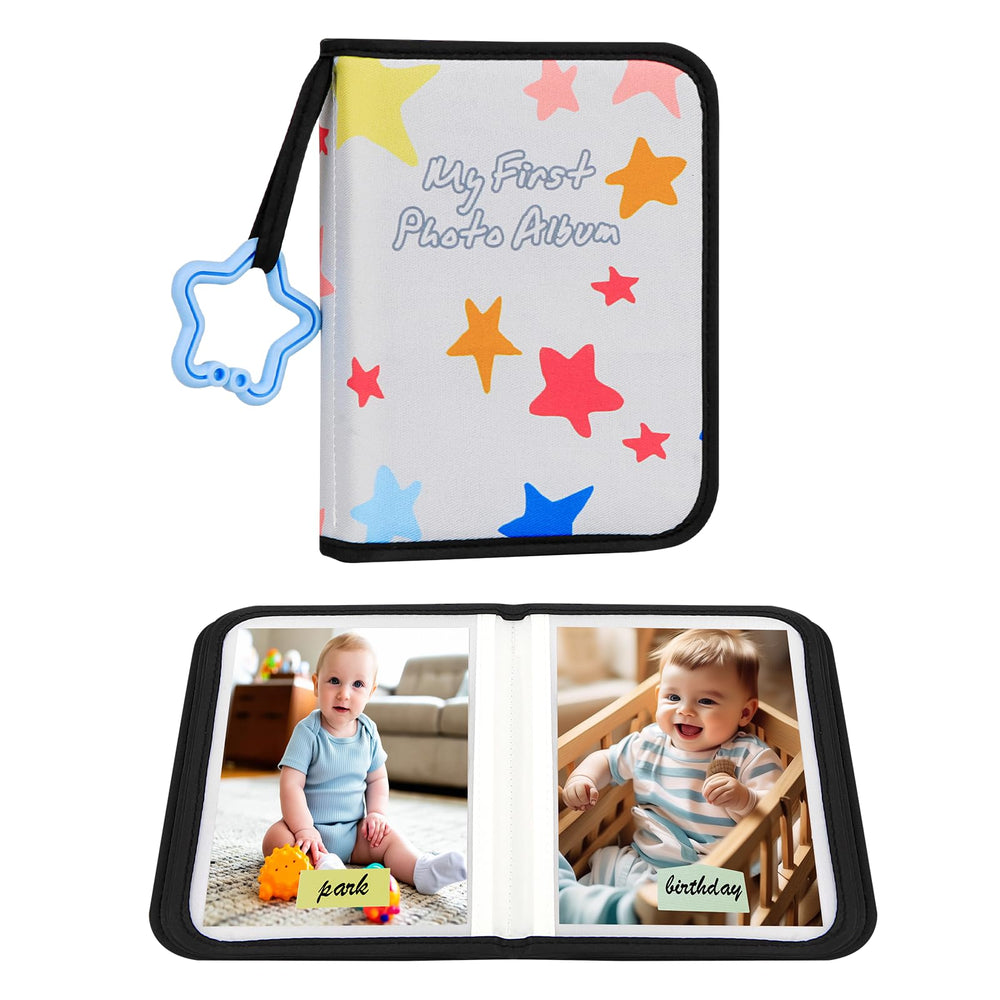 Xfveiwoo baby's first photo album cover shows soft fabric for gentle handling.