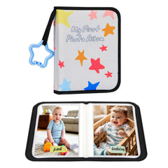 Xfveiwoo baby's first photo album cover shows soft fabric for gentle handling.