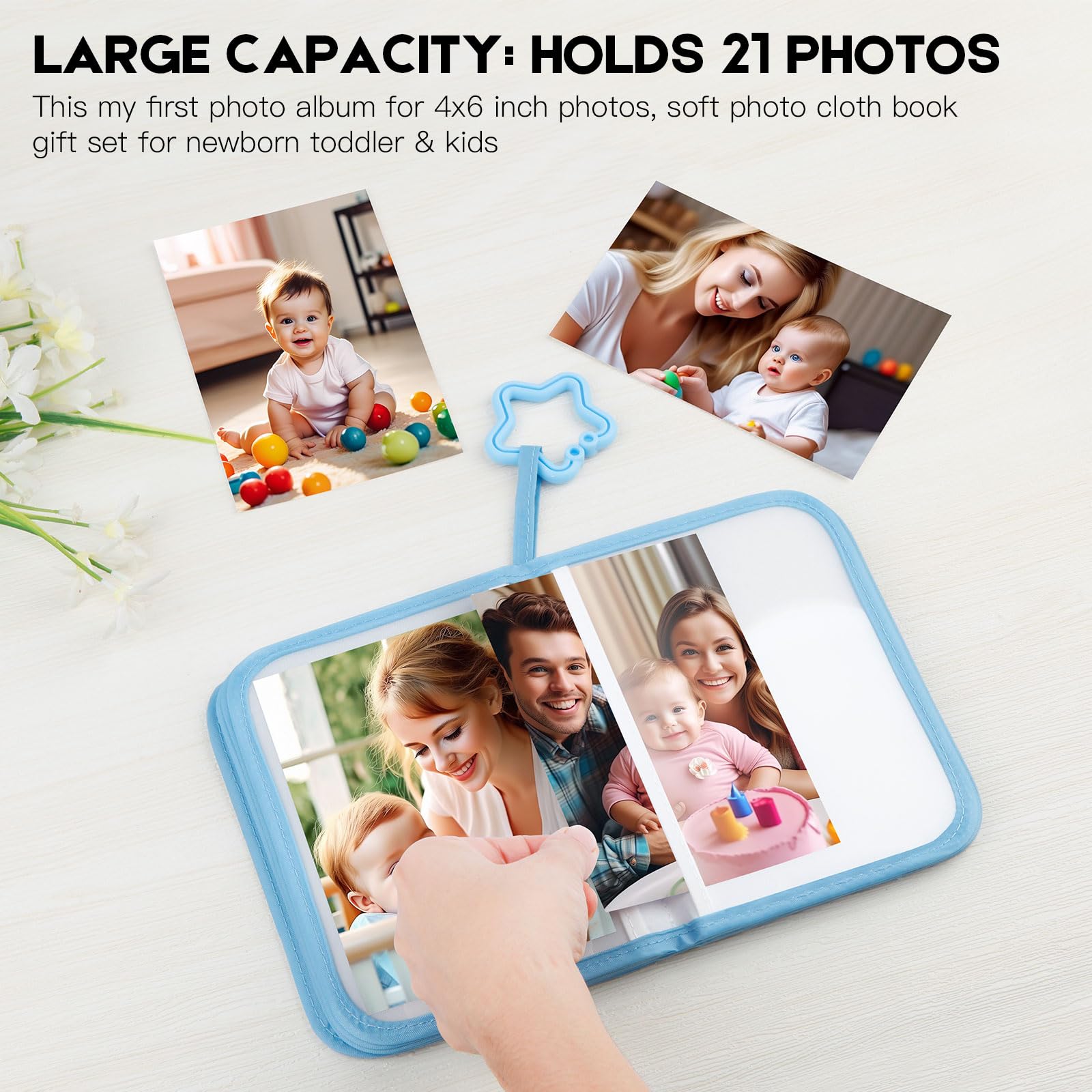 Xfveiwoo Baby safety mirror inside encourages curiosity during page turns.