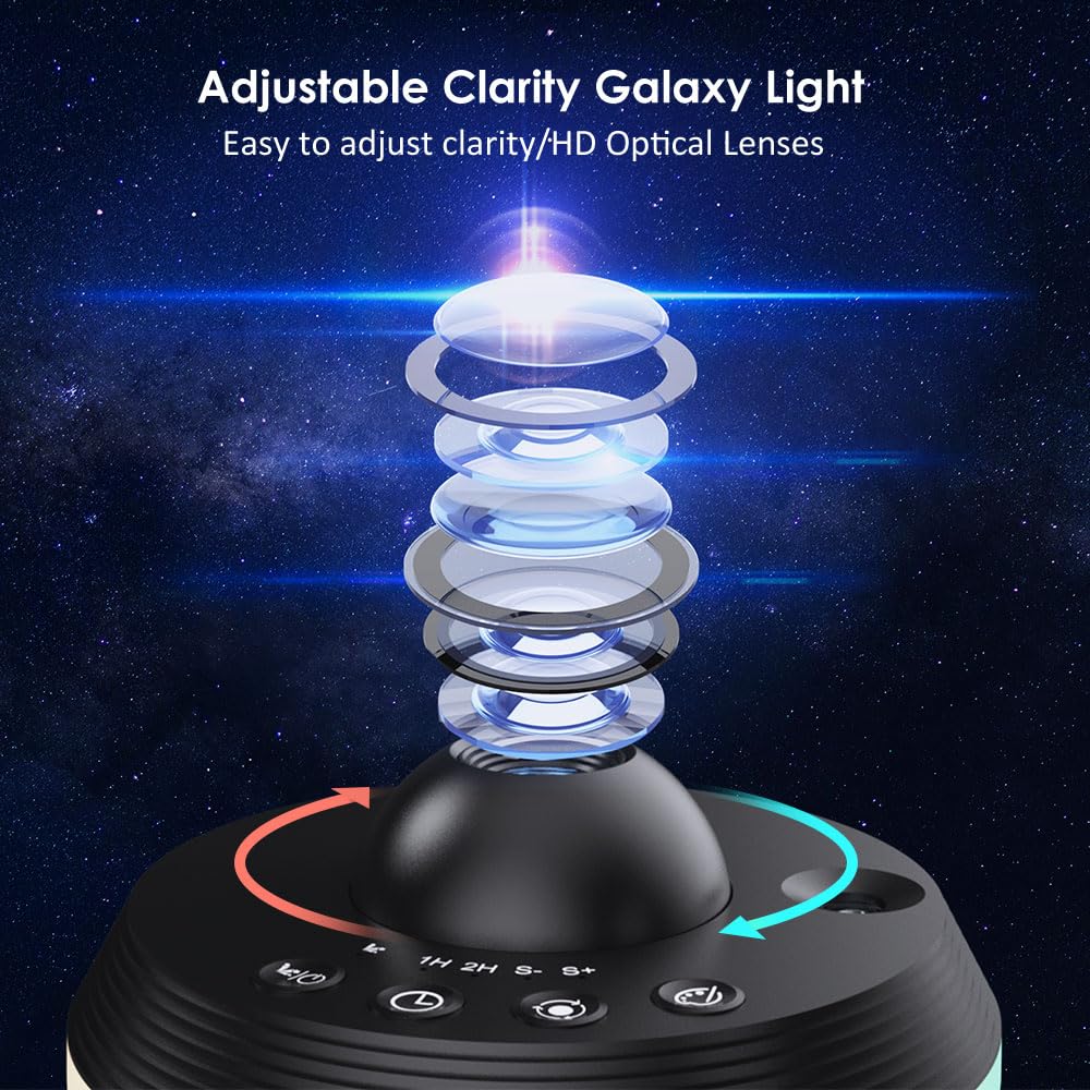 XFWOJOO Galaxy Projector auto timer supports peaceful bedtimes.