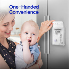 XGKHOM breastmilk storage organizer in fridge mount demonstrates easy, tidy milk bag access.