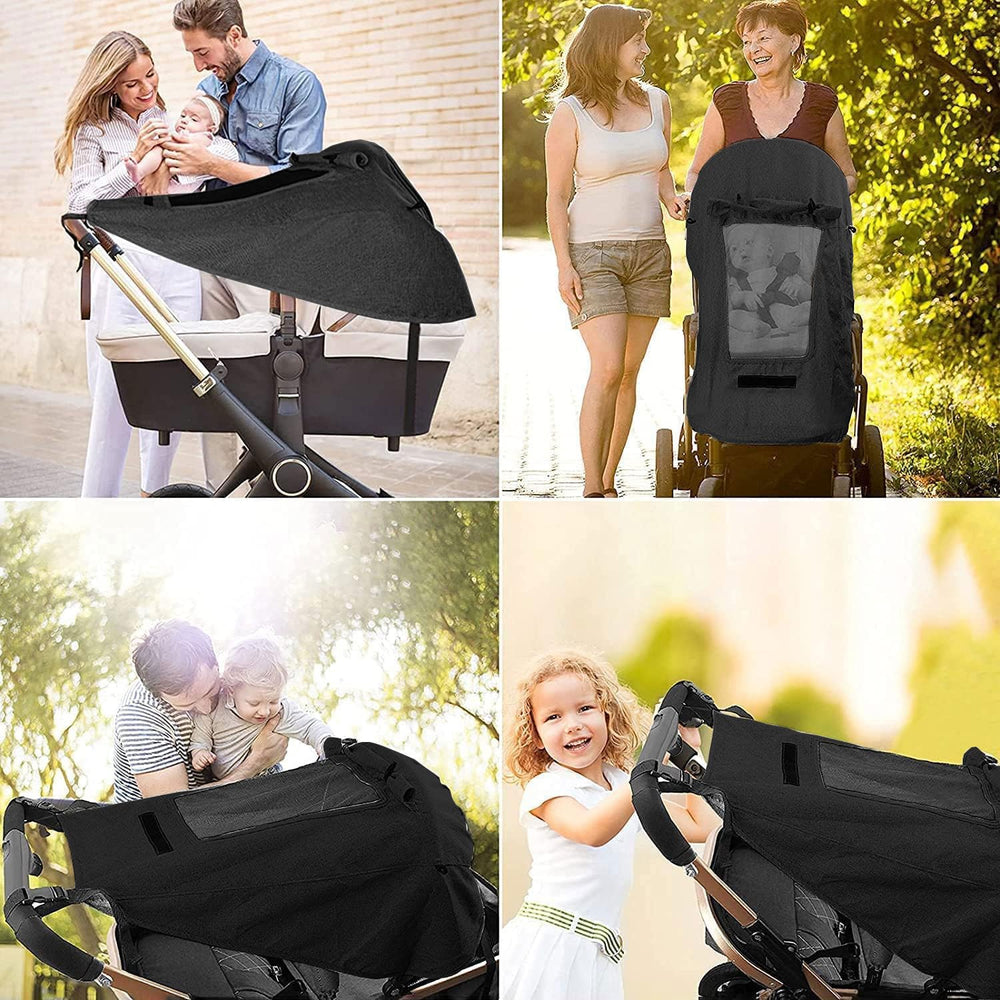 XGOPTS stroller shade with see-through skylight for monitoring your child.