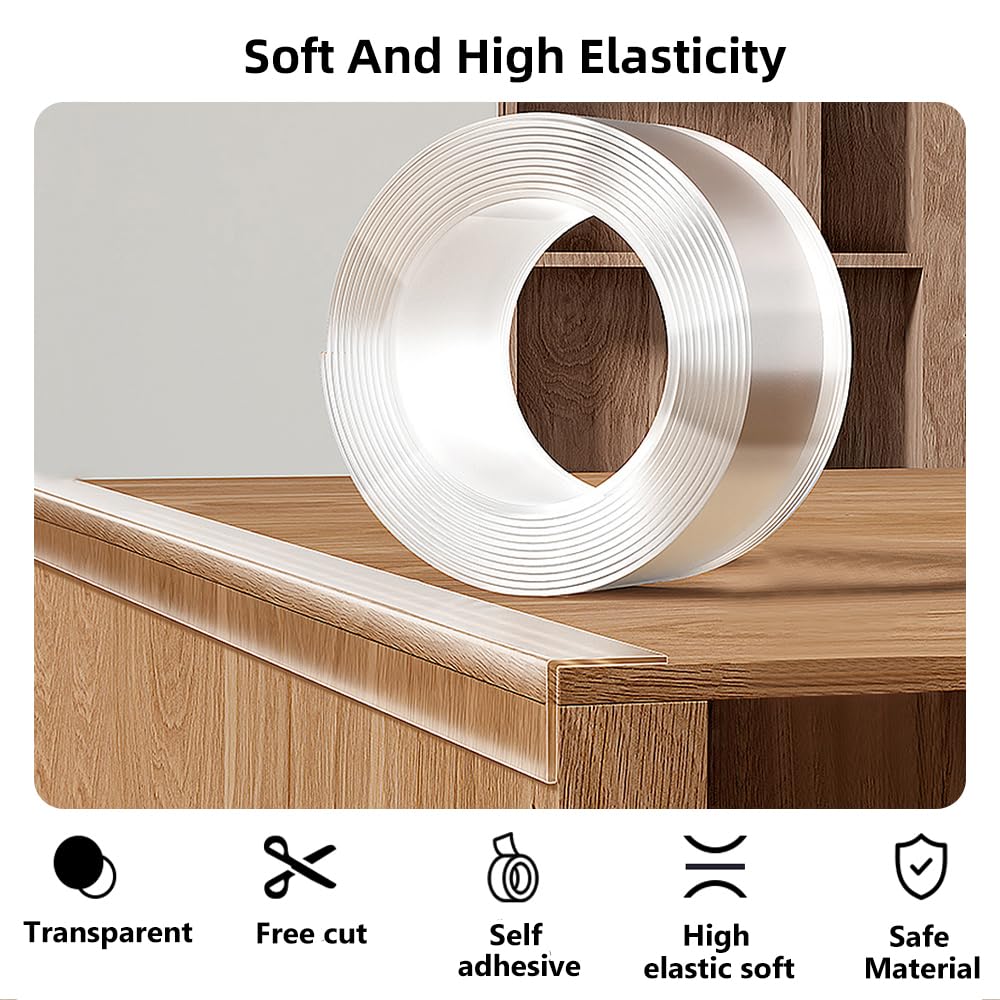 XHWUDI clear strip measures 2in by 49.21ft, blending with furniture while offering coverage.