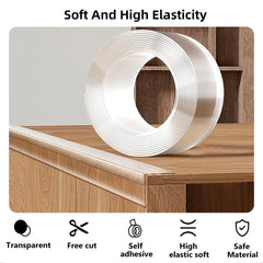 XHWUDI clear strip measures 2in by 49.21ft, blending with furniture while offering coverage.