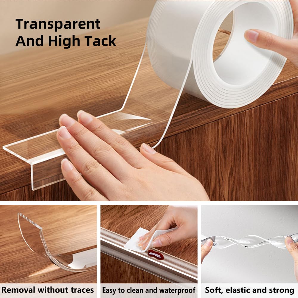 XHWUDI edge protector closeup shows nearly invisible protection on furniture edge