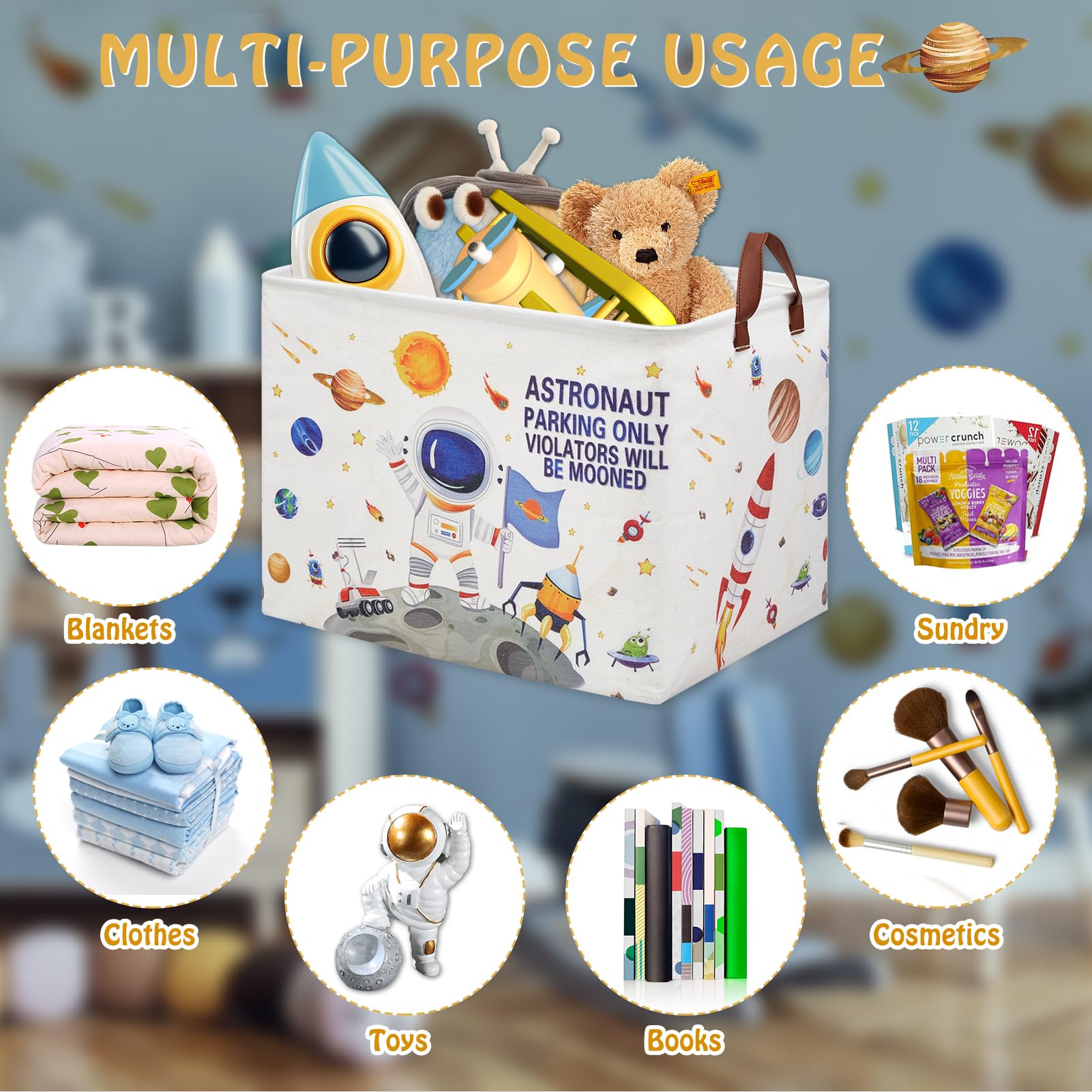 XHWZOF 36L nursery hamper with leather handle for easy carrying.