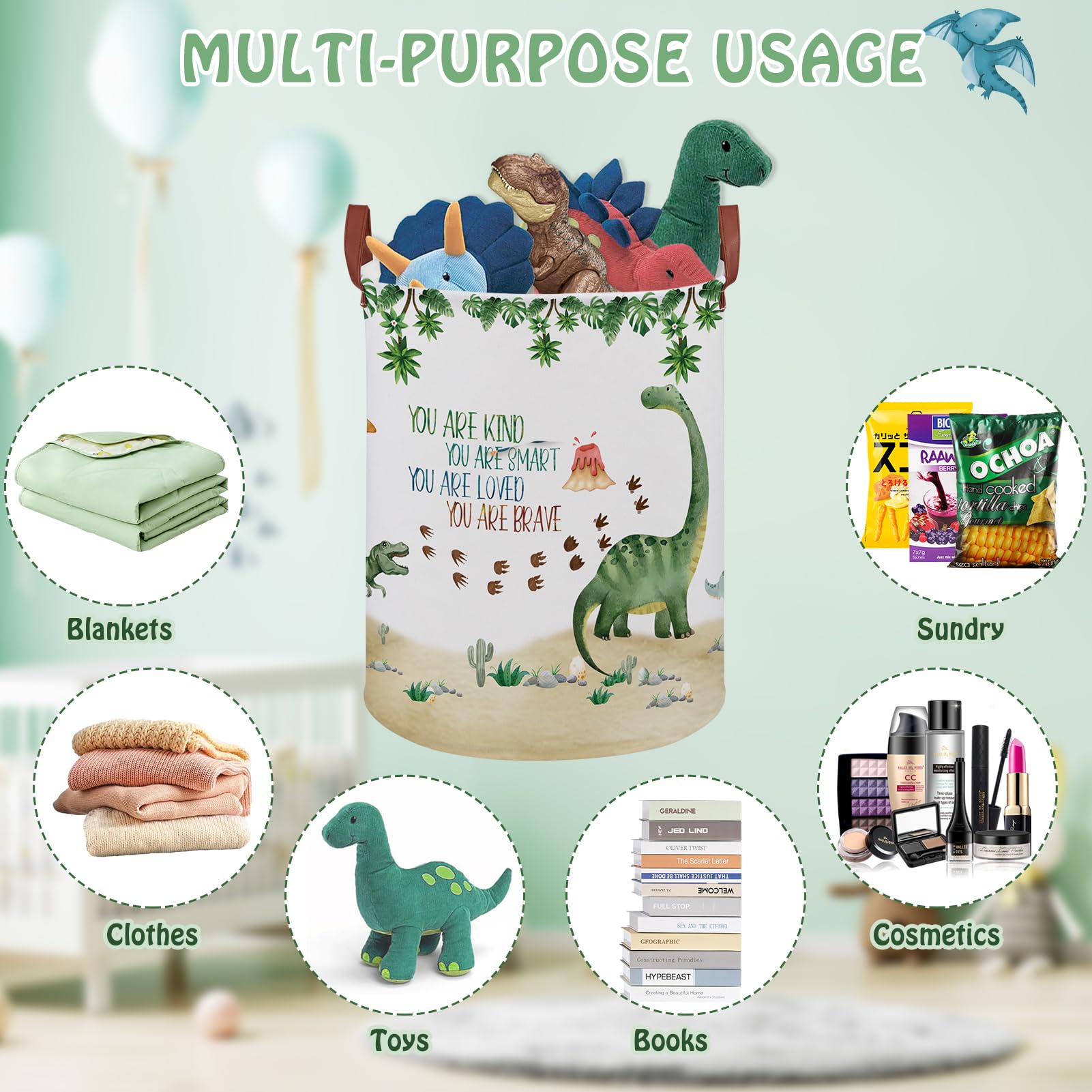 XHWZOF Dinosaur Basket collapsed flat for easy storage