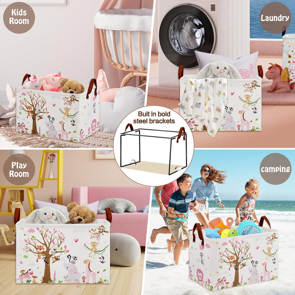 XHWZOF Jungle Theme Baby Girl Basket folds flat for compact storage.