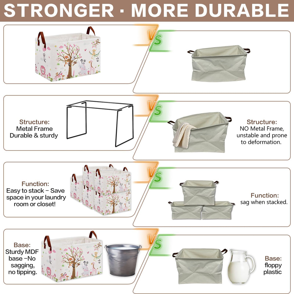 XHWZOF Jungle Theme Baby Girl Basket MDF-bottom adds sturdy load handling.
