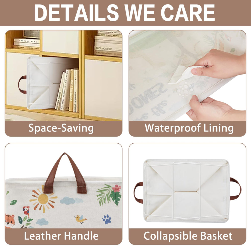 XHWZOF Jungle Theme Baby Girl Basket waterproof PE-lined interior keeps mess manageable.