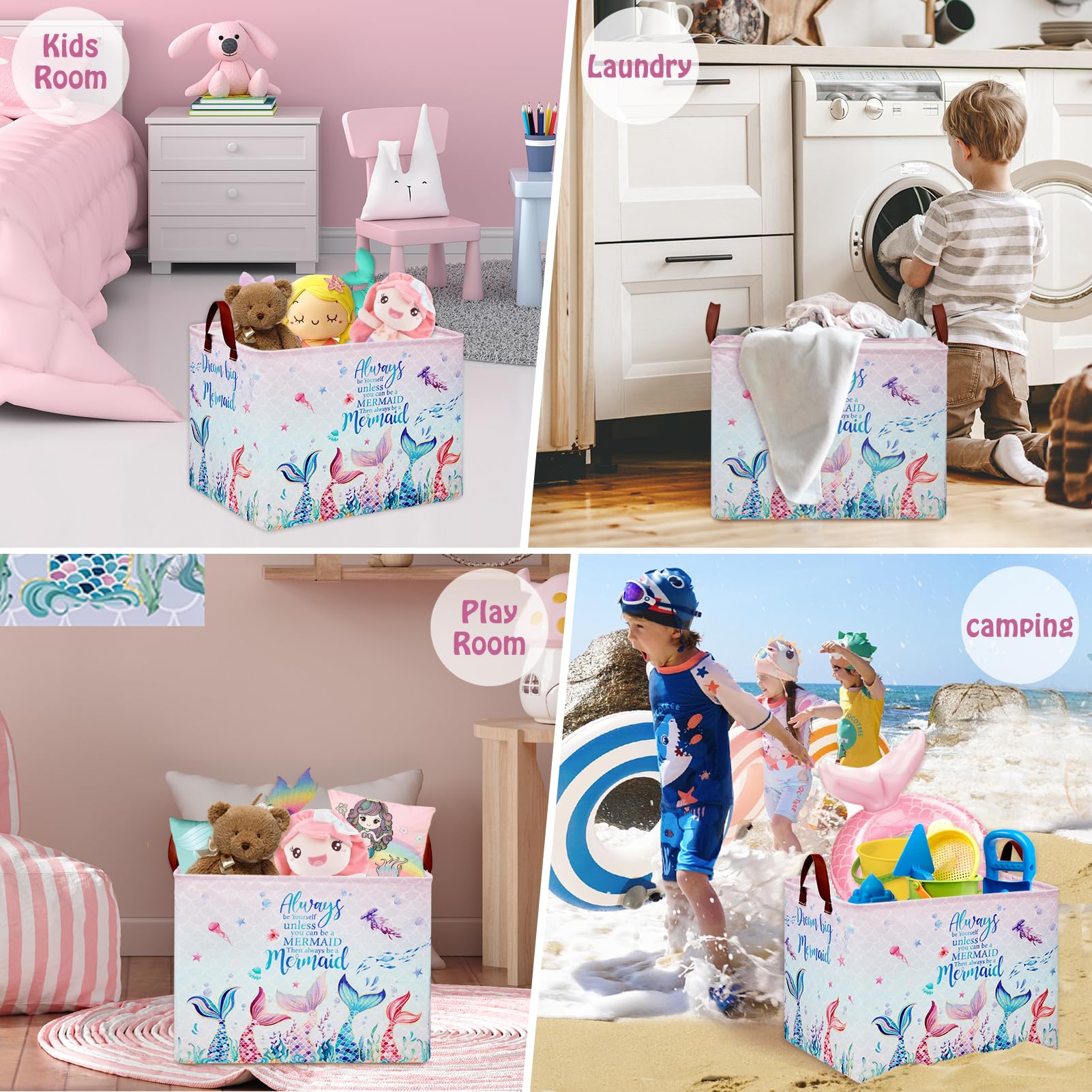 XHWZOF mermaid-themed basket complements nursery decor with bright charm
