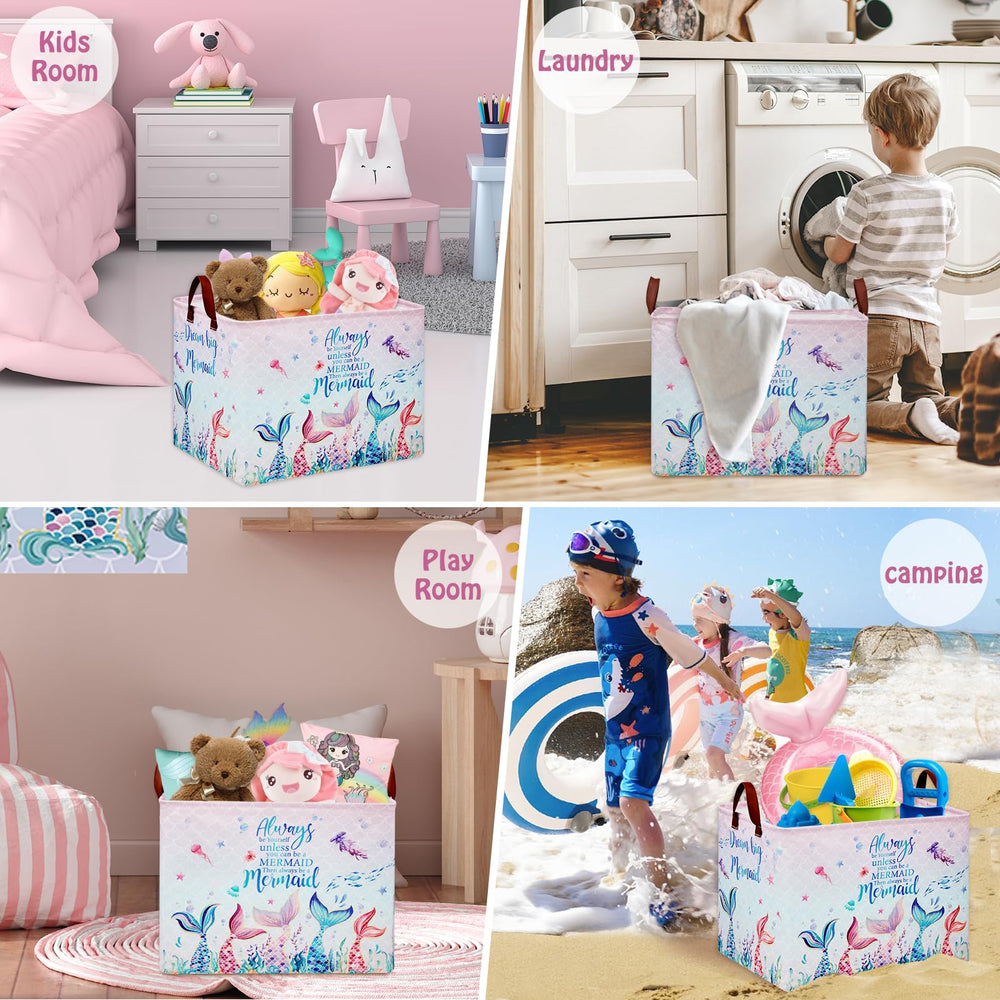 XHWZOF mermaid-themed basket complements nursery decor with bright charm