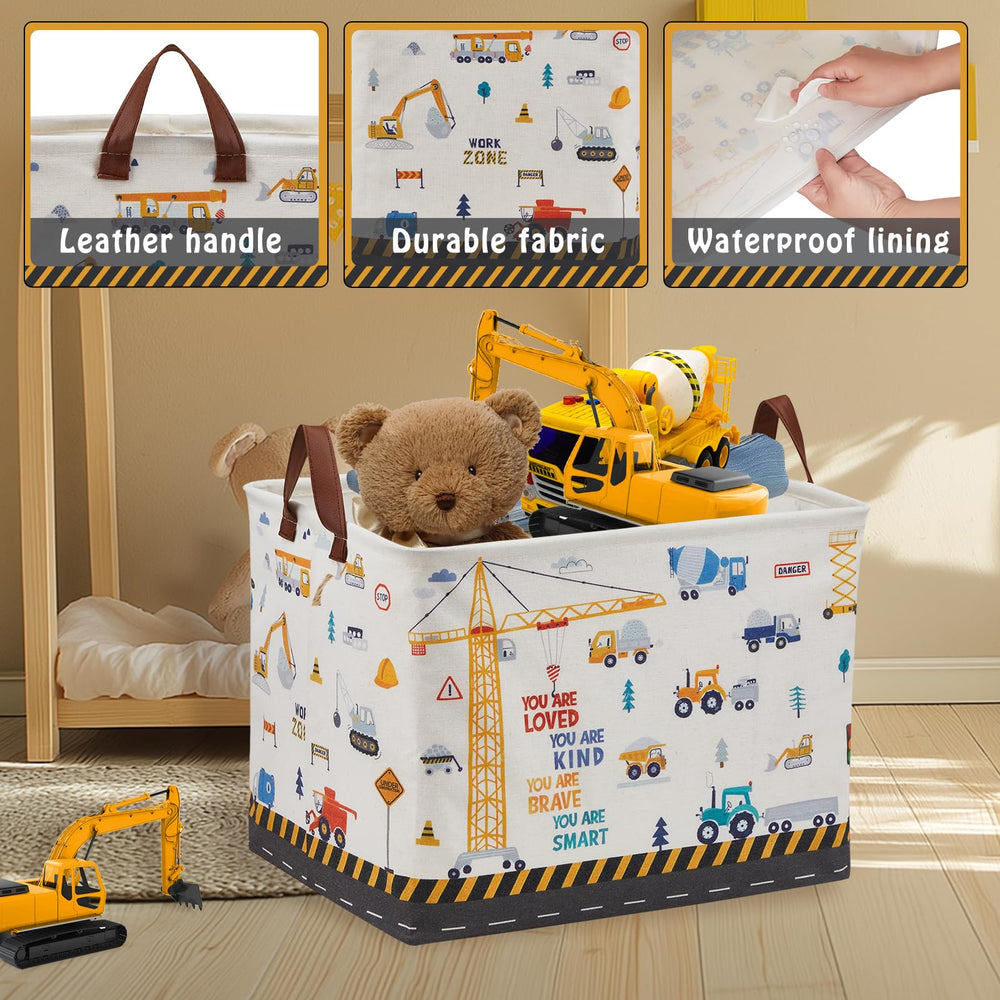 XHWZOF leather-handle basket features sturdy metal frame.
