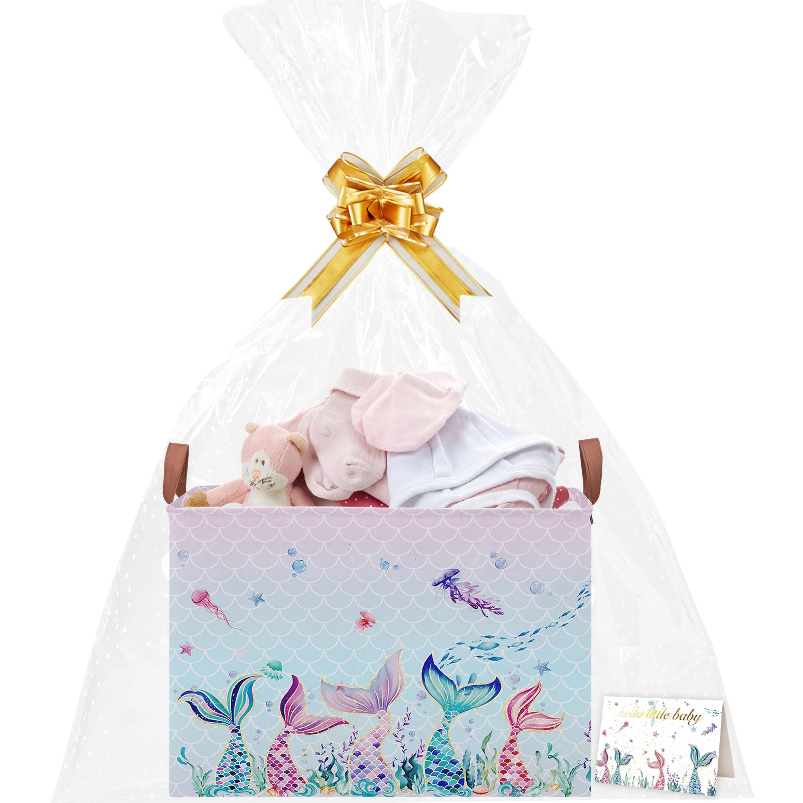 XHWZOF Mermaid basket collapsible for space-saving nursery organization.