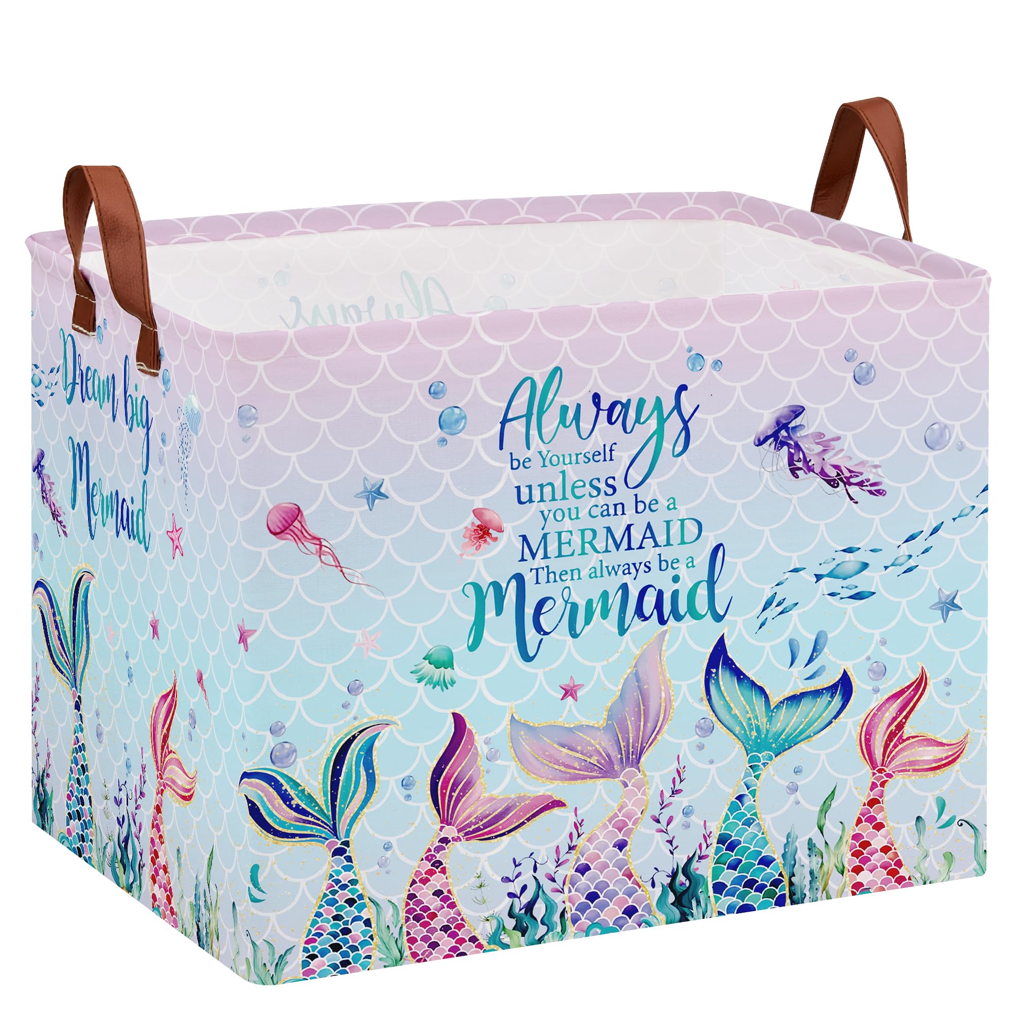 XHWZOF Mermaid nursery decor hamper in pink for stylish storage and easy access
