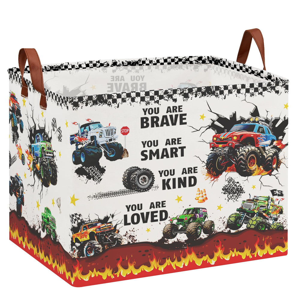 XHWZOF Monster Truck Storage Basket with collapsible-design keeps playroom tidy
