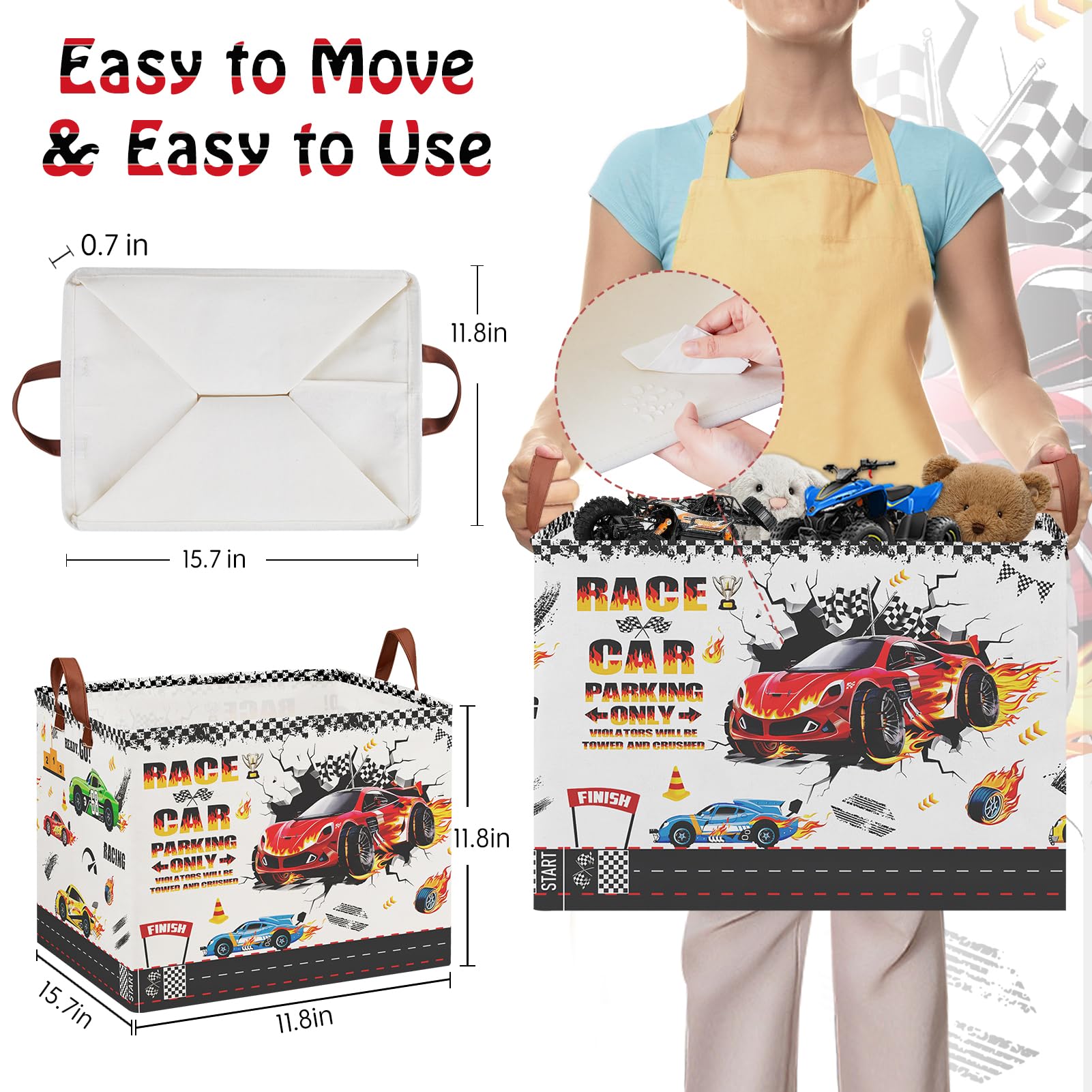 XHWZOF Race Car Storage Basket folded collapsible design saves space