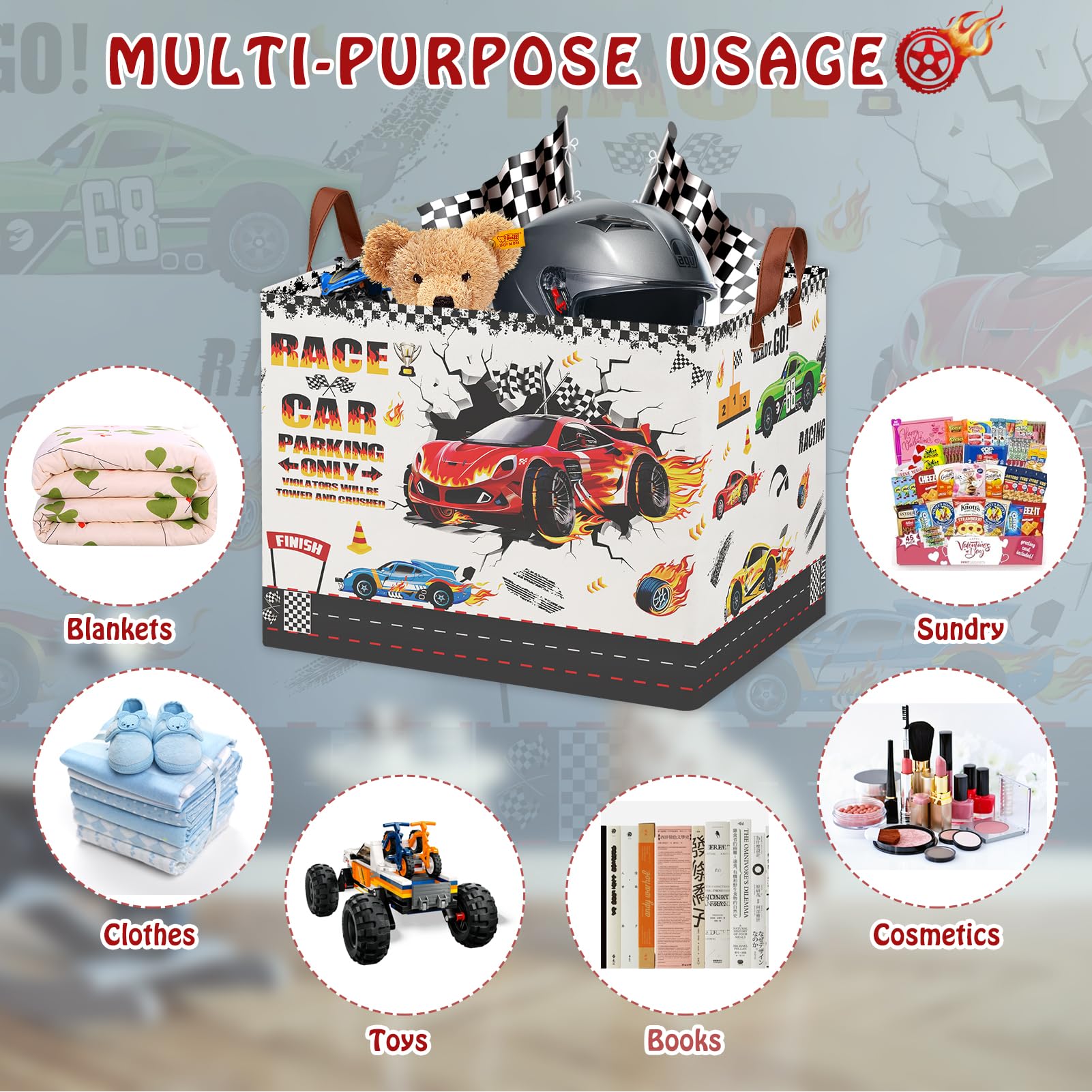 XHWZOF Race Car Storage Basket versatile use in nursery, bathroom, living room