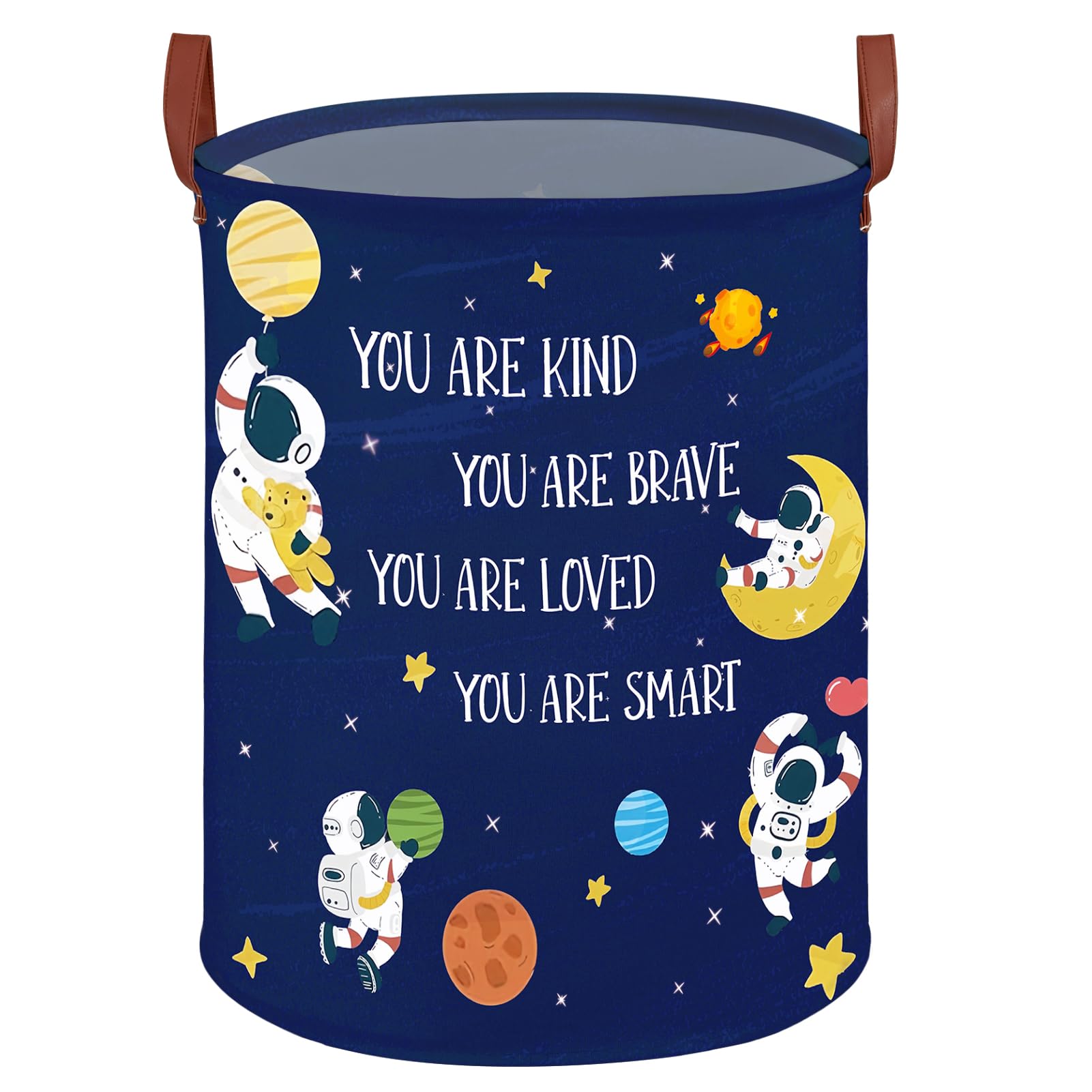 XHWZOF Space Astronaut Storage Bin front view for easy toy organization.