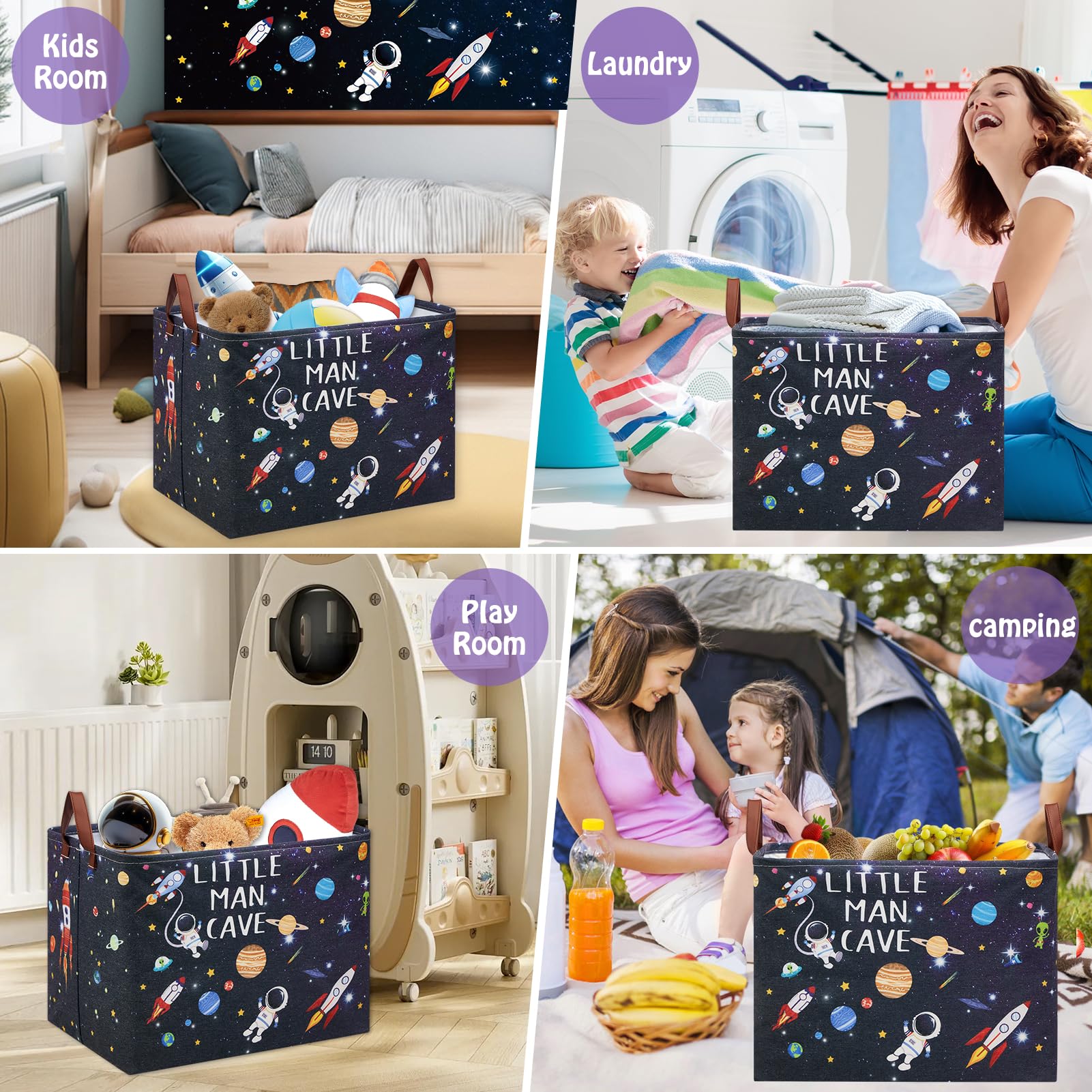 XHWZOF Space quotes decor basket enhances boy-room ambiance