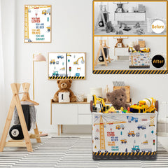XHWZOF transport trucks and excavators organize busy playrooms.