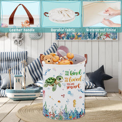 XHWZOF Turtle Kid Laundry Basket 45L capacity for towels and toys