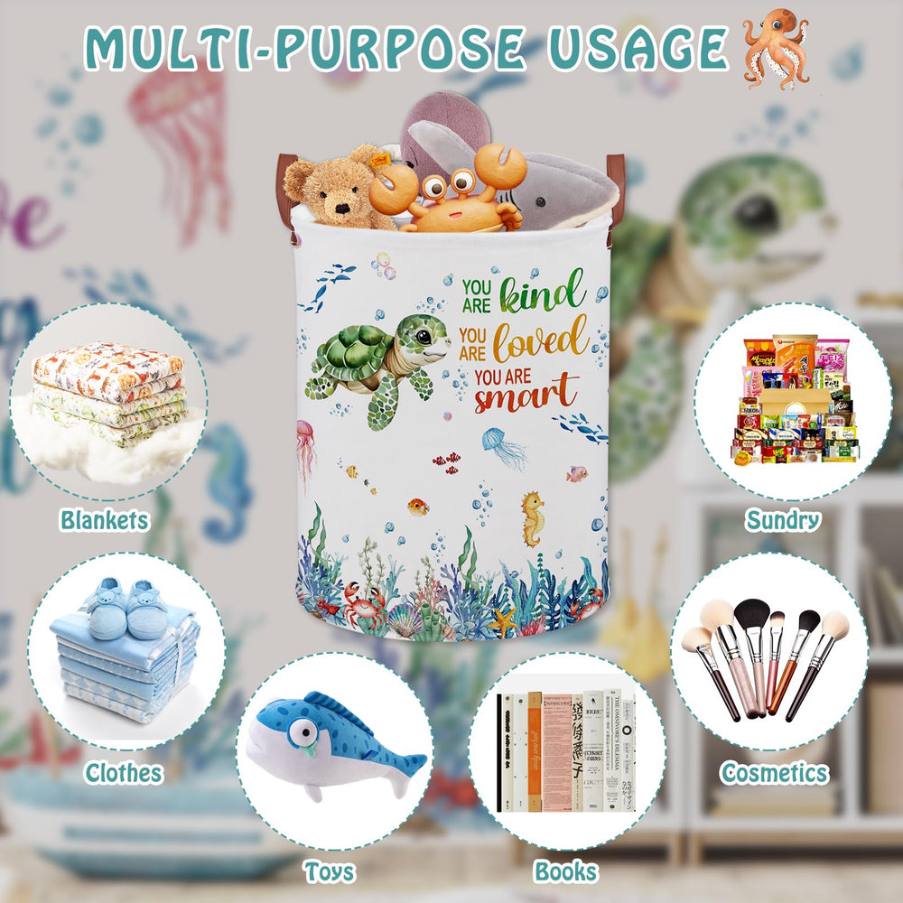 XHWZOF Turtle Kid Laundry Basket adds ocean-themed decor to nursery storage