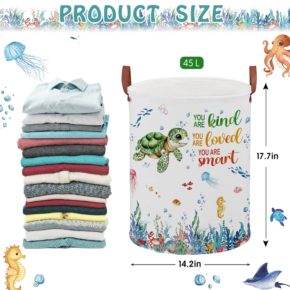 XHWZOF Turtle Kid Laundry Basket open lid for easy sorting