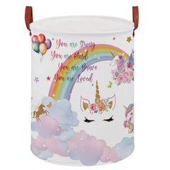 XHWZOF unicorn room decor laundry basket cloud-top view showing 45L storage.