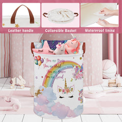 XHWZOF unicorn room decor laundry basket folded-compact demonstrates space-saving design.