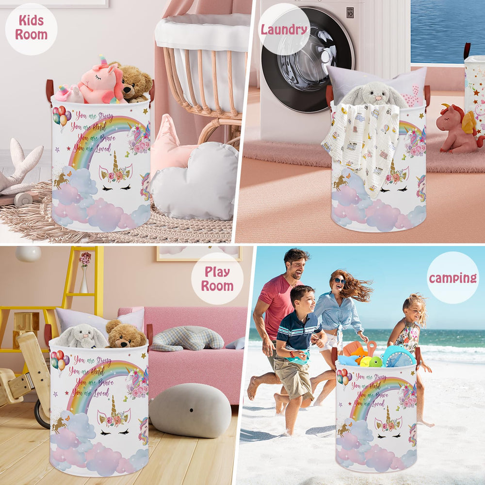 XHWZOF unicorn room decor laundry basket nursery storage for stuffed animals and books.