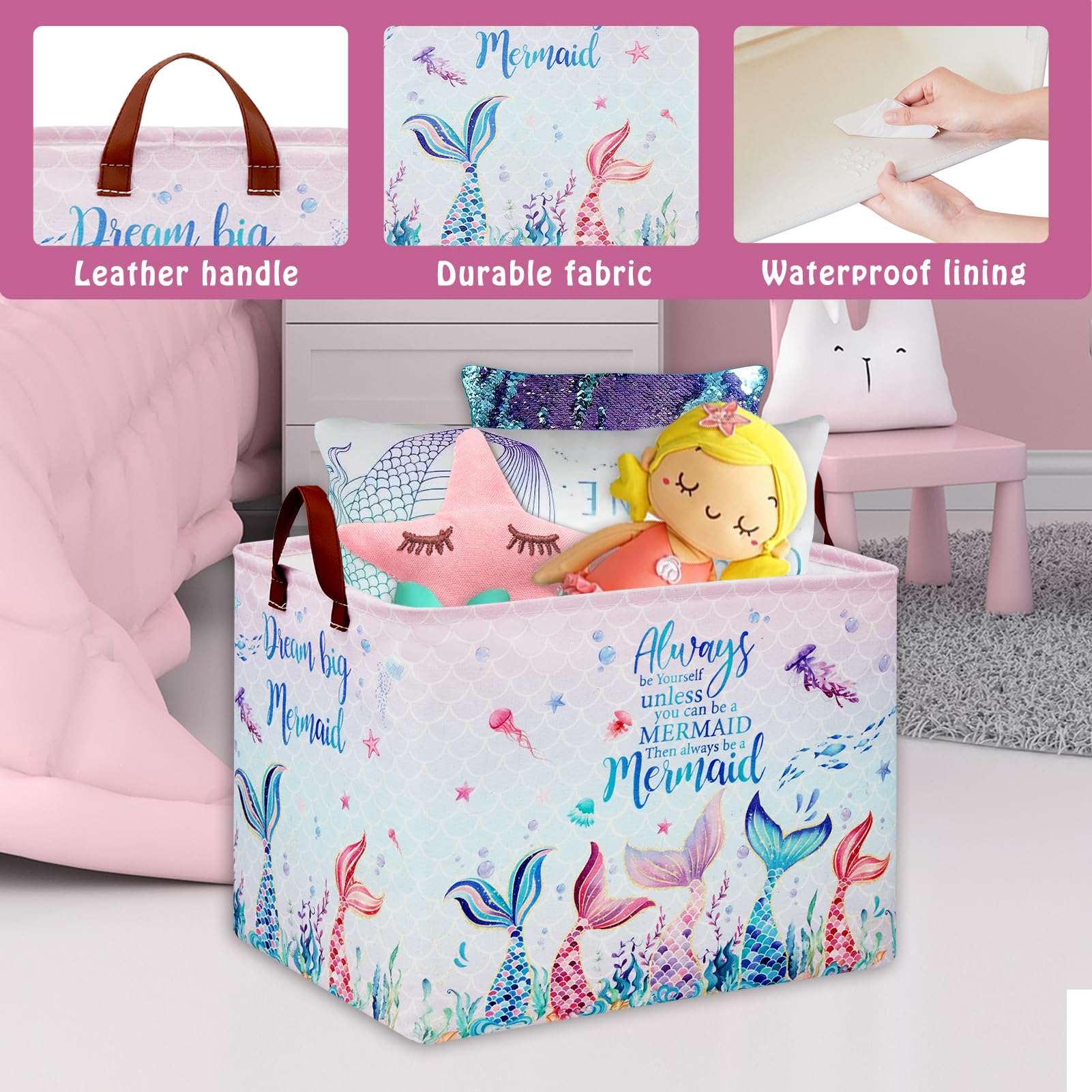 XHWZOF waterproof inner lining keeps laundry and toys protected and dry