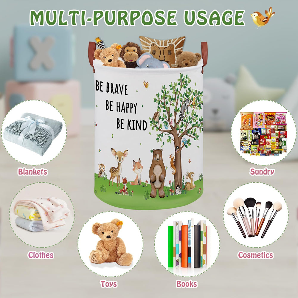 XHWZOF Woodland baby laundry hamper in use near changing area for easy cleanup