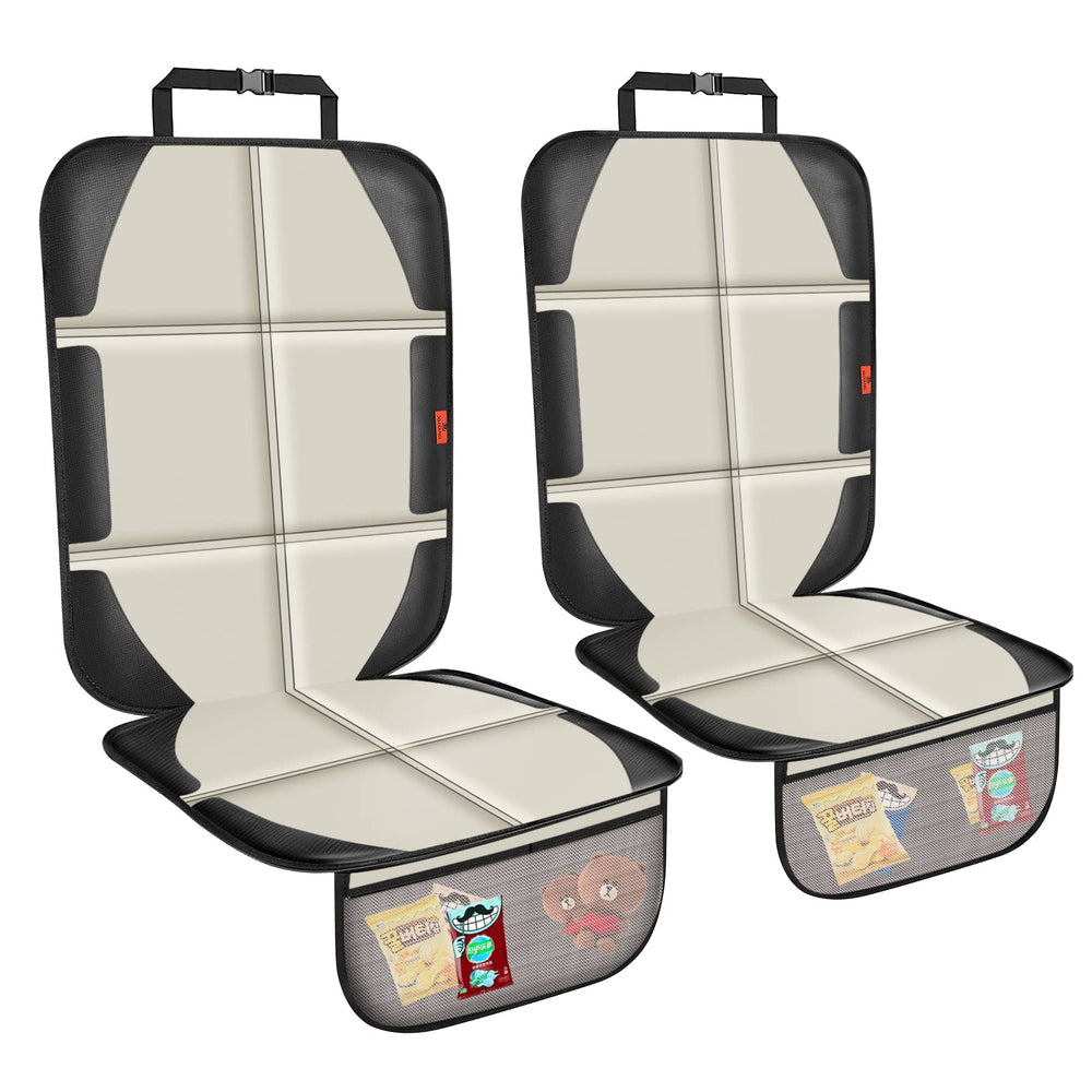 XHYANG car seat protector 2-pack beige provides full-seat coverage and spill protection.