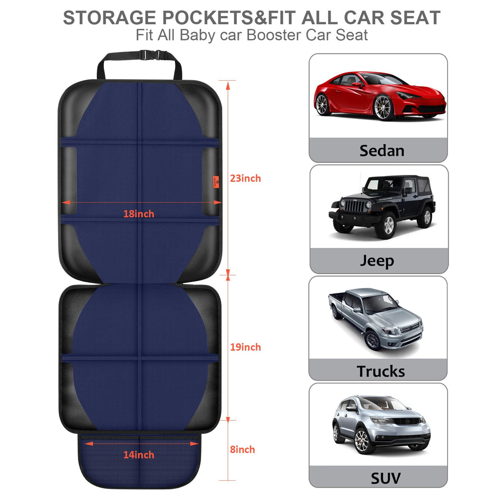 XHYANG blue seat protector with adjustable straps for a snug fit.