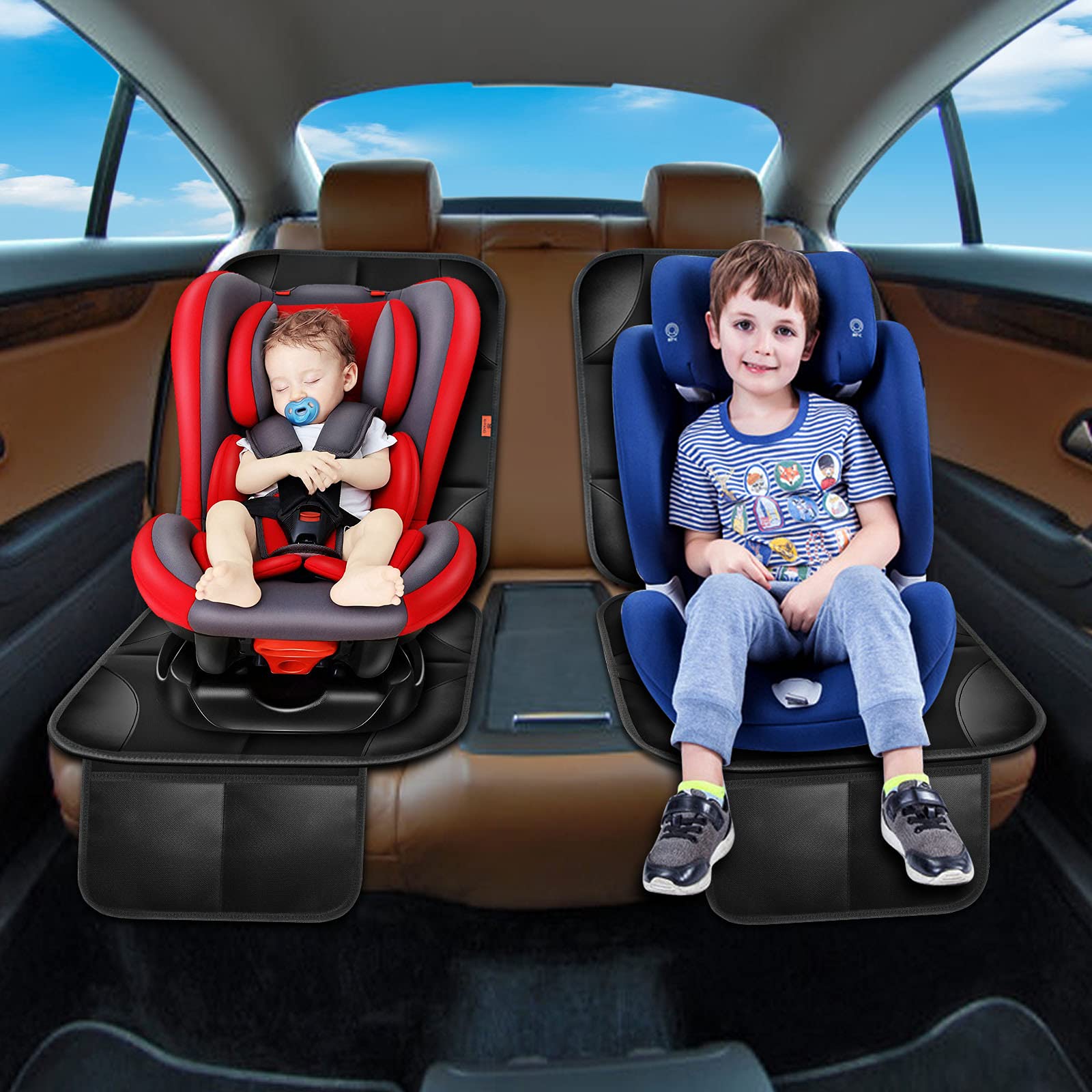 XHYANG car seat protector easy-clean-fabric image highlights stain removal with damp cloth