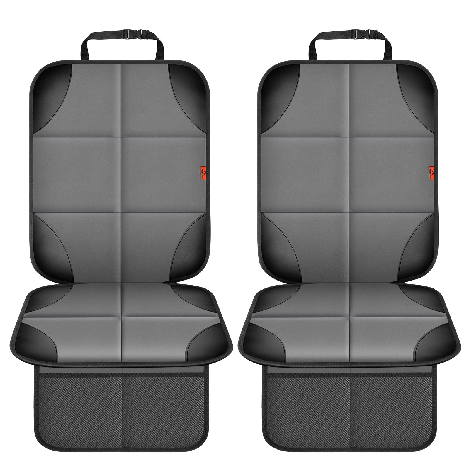XHYANG car seat protector gray showing mesh storage pockets for toys and snacks