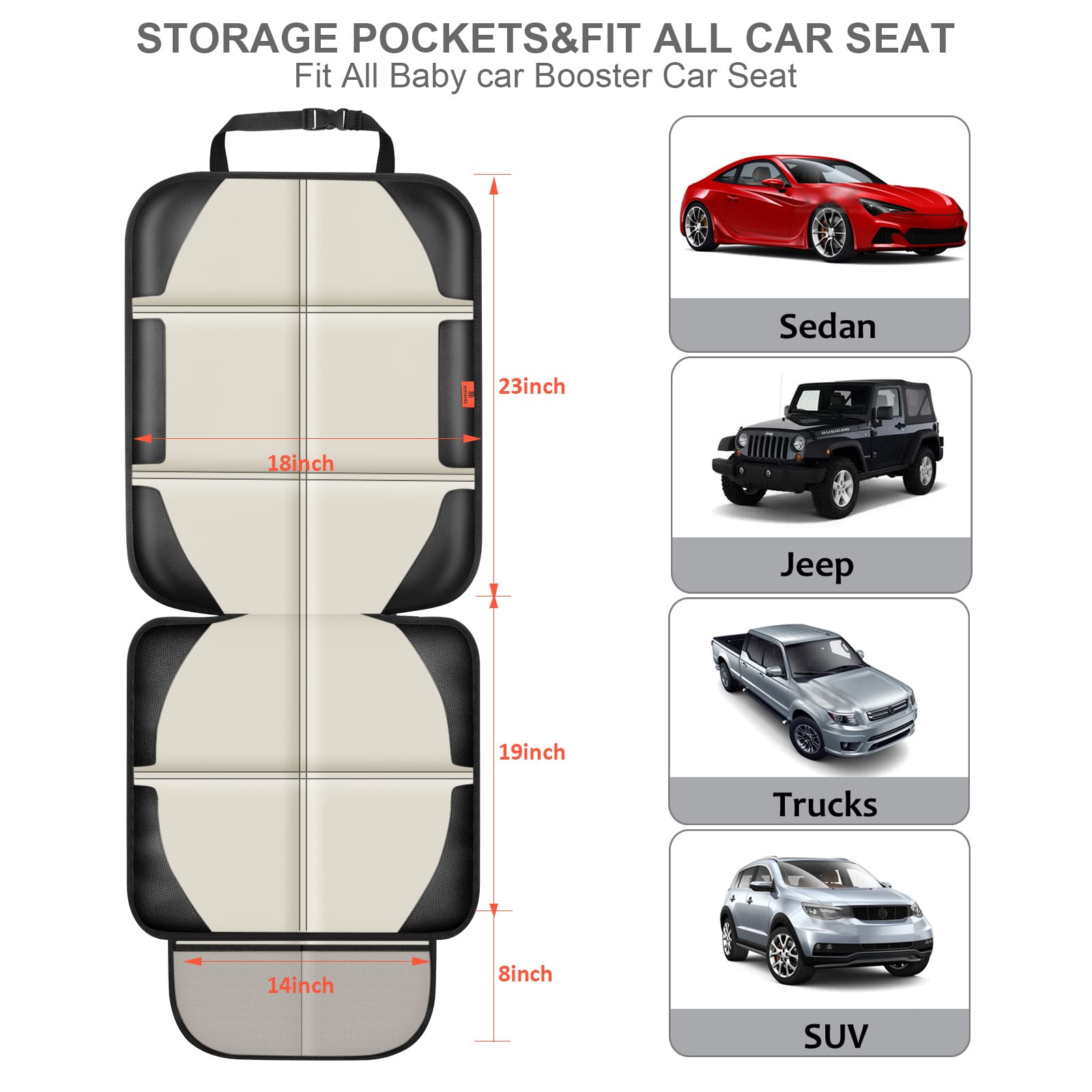 XHYANG car seat protector ISOFIX-compatible design fits most vehicles securely.