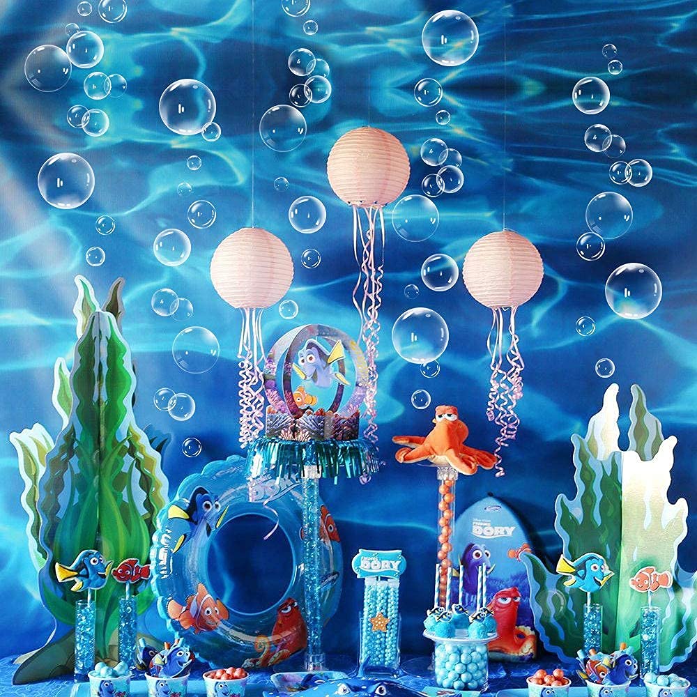 XIAOMAN blue white bubble background sticker set inspires coral and mermaid themes