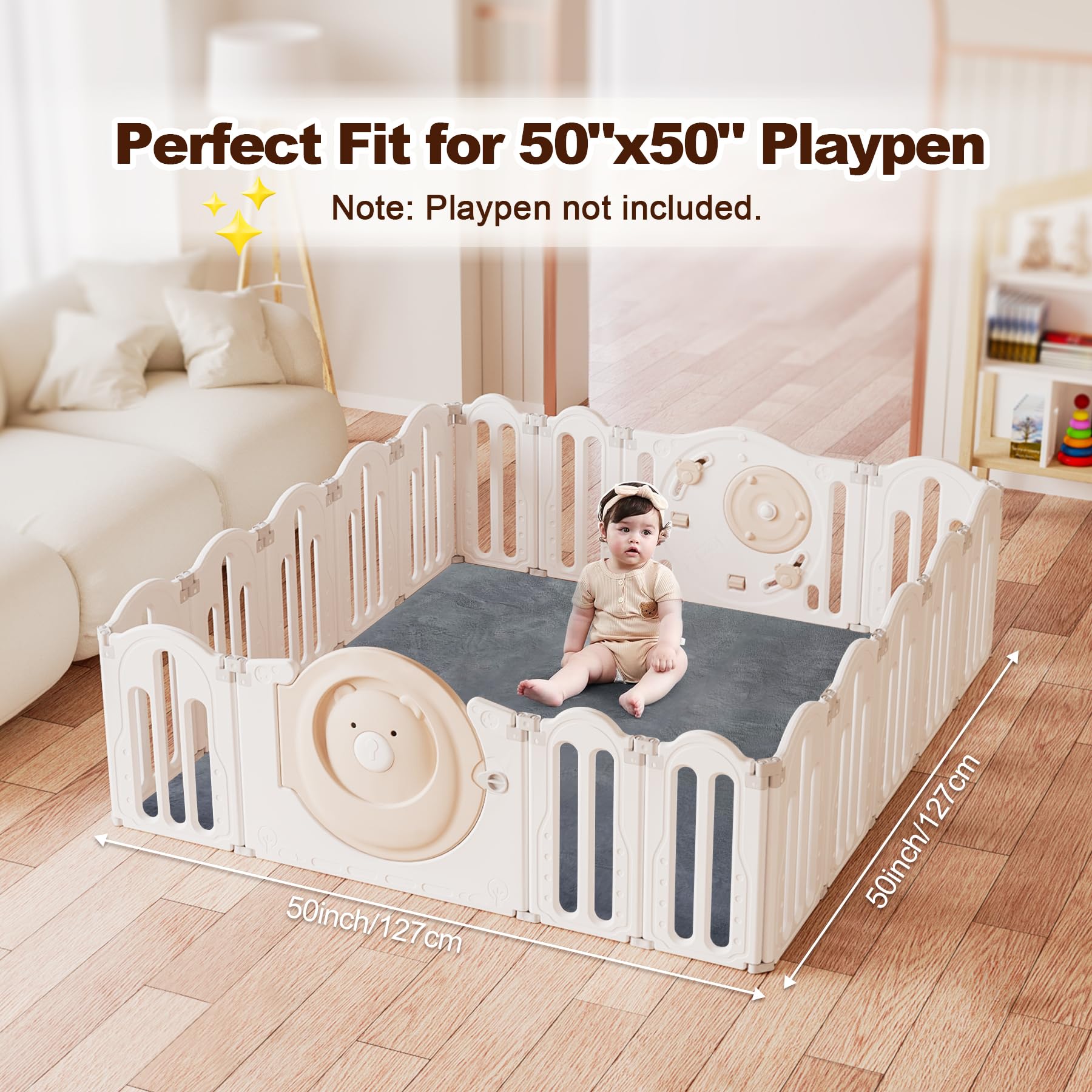 Xiaoxinluck baby play mat has an easy-clean velvet surface for quick maintenance.