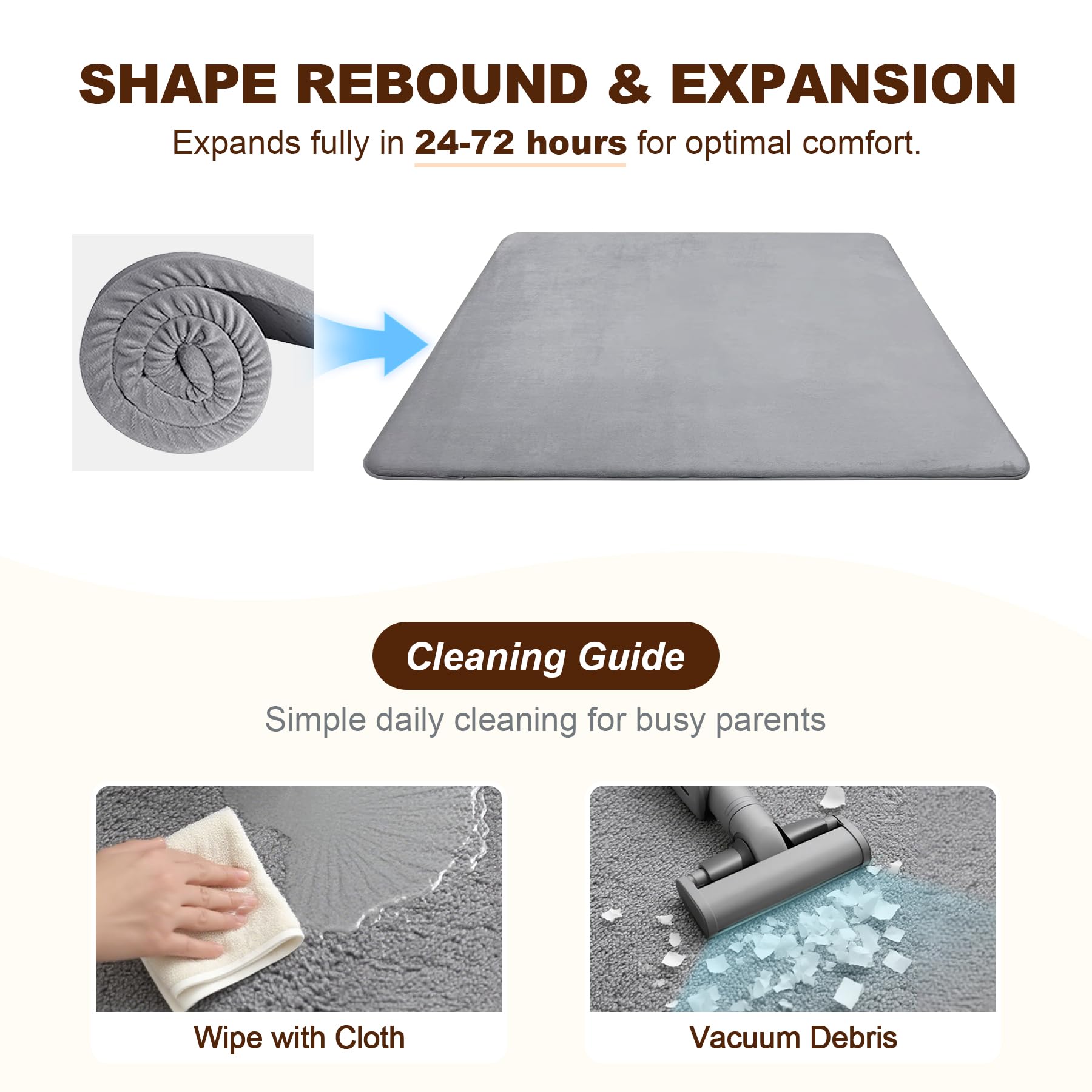 Xiaoxinluck baby play mat features a non-slip bottom for a secure floor space.