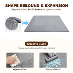 Xiaoxinluck baby play mat features a non-slip bottom for a secure floor space.