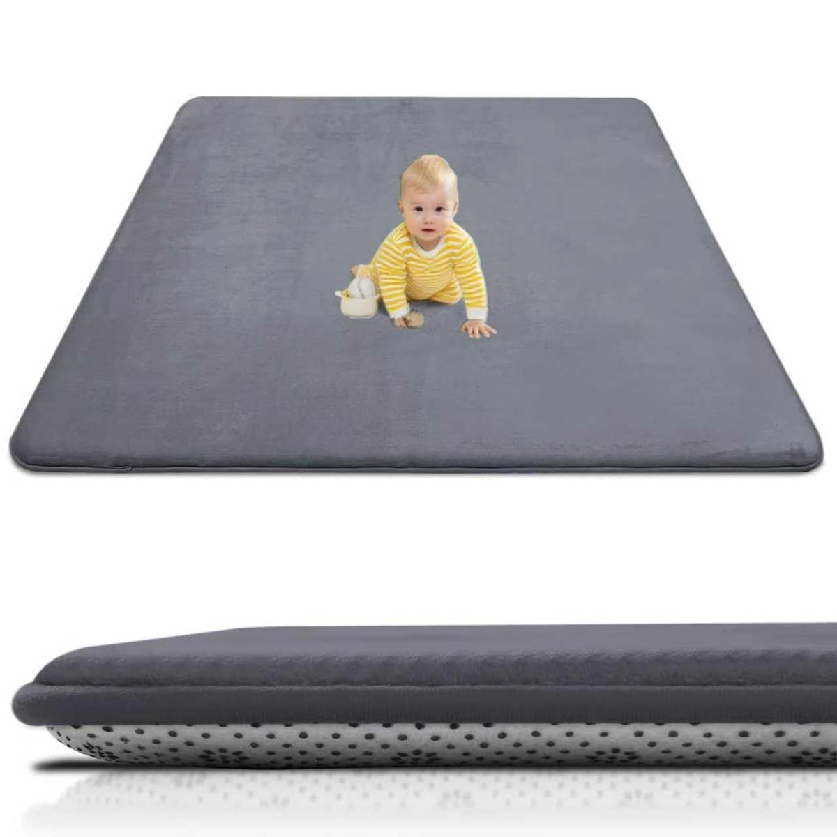 Xiaoxinluck baby play mat with ultra-soft coral velvet surface for gentle tummy time.