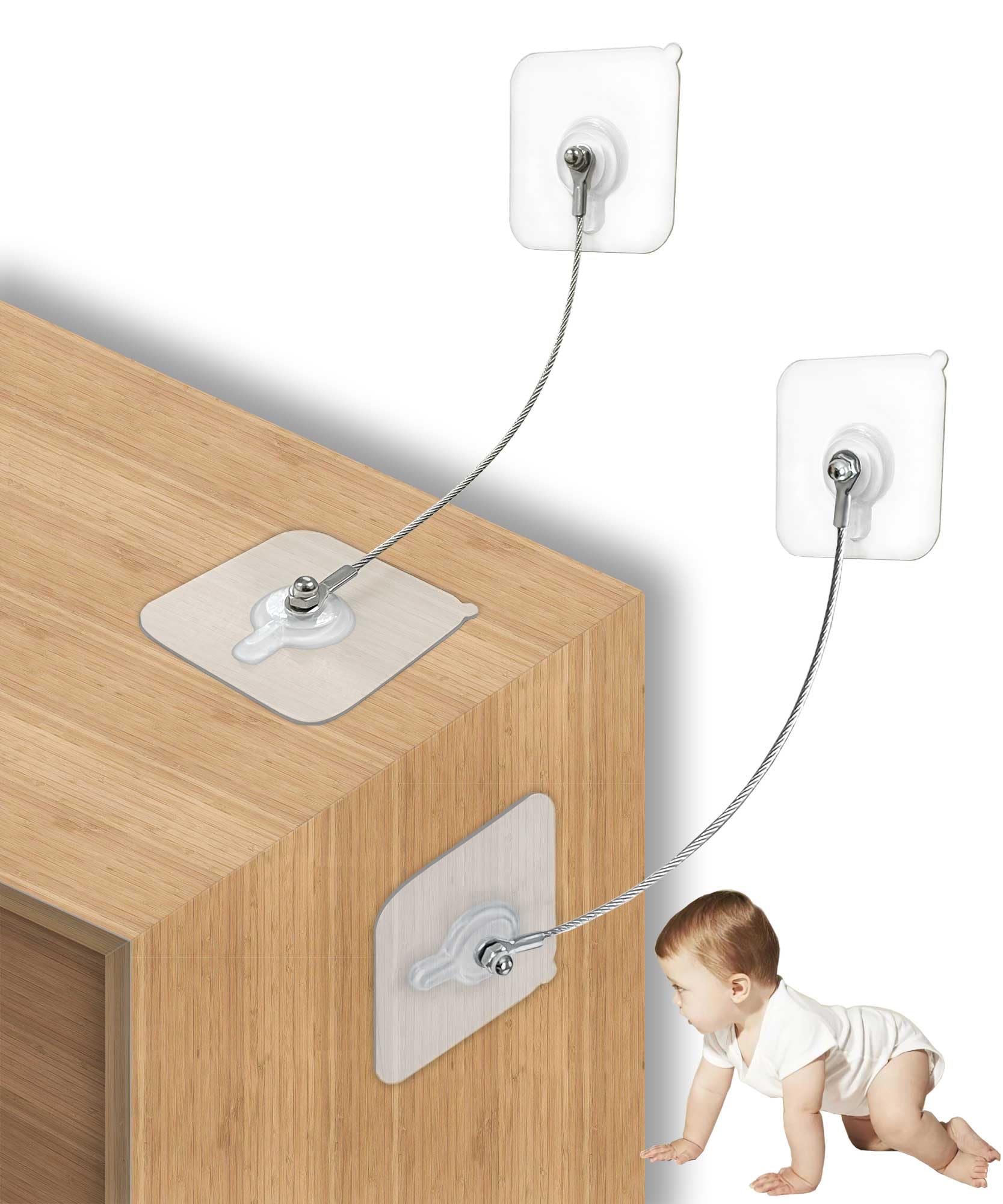 Xicveiuz adhesive furniture anchors kit installation for no-drill setup.