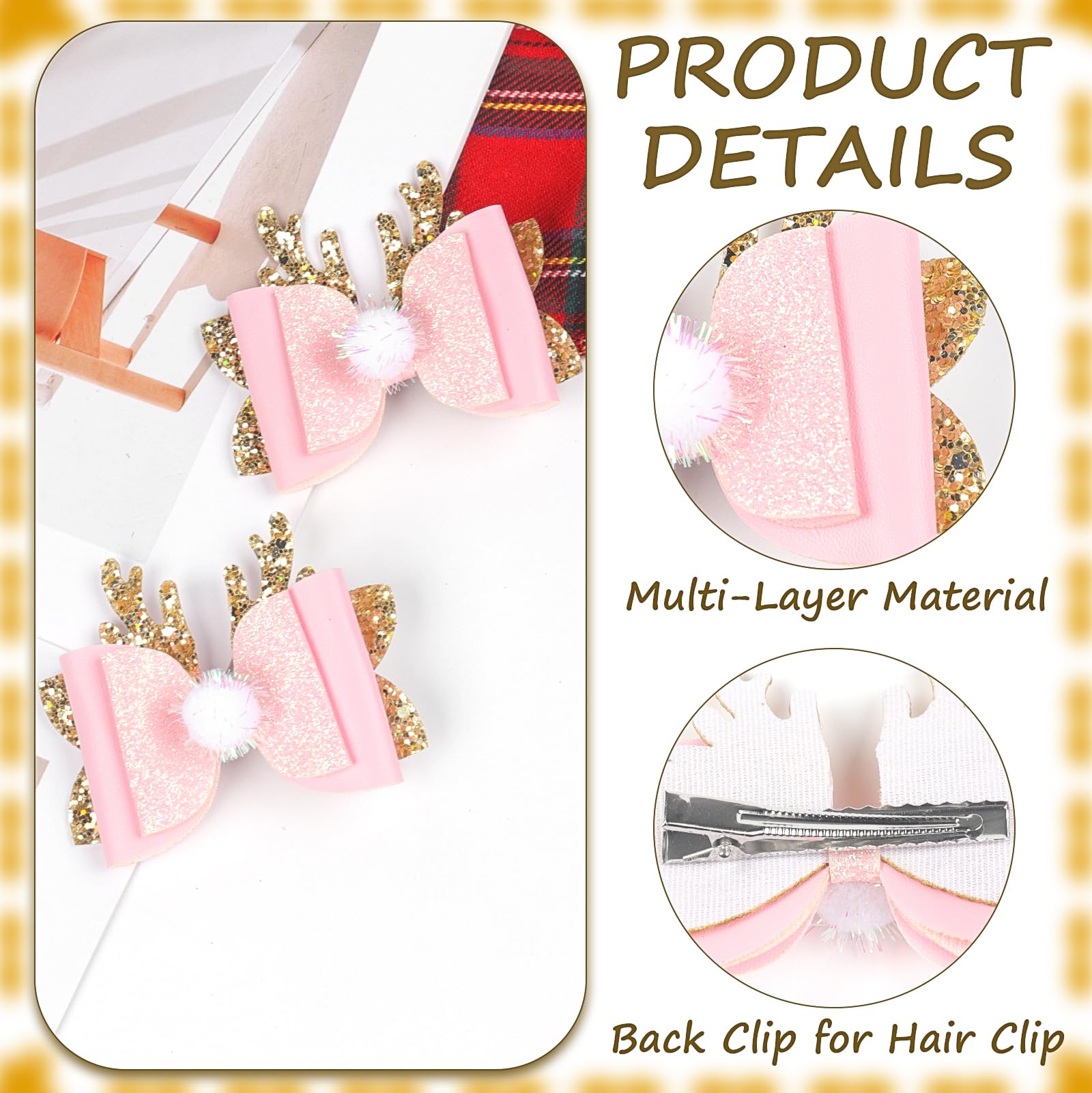 XIELIME glitter sequins bow hairclip sparkles for parties and photos.