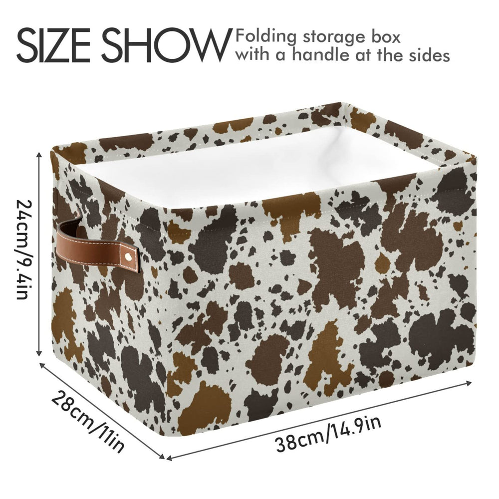 Xigua cow-print storage bin with handles for portability