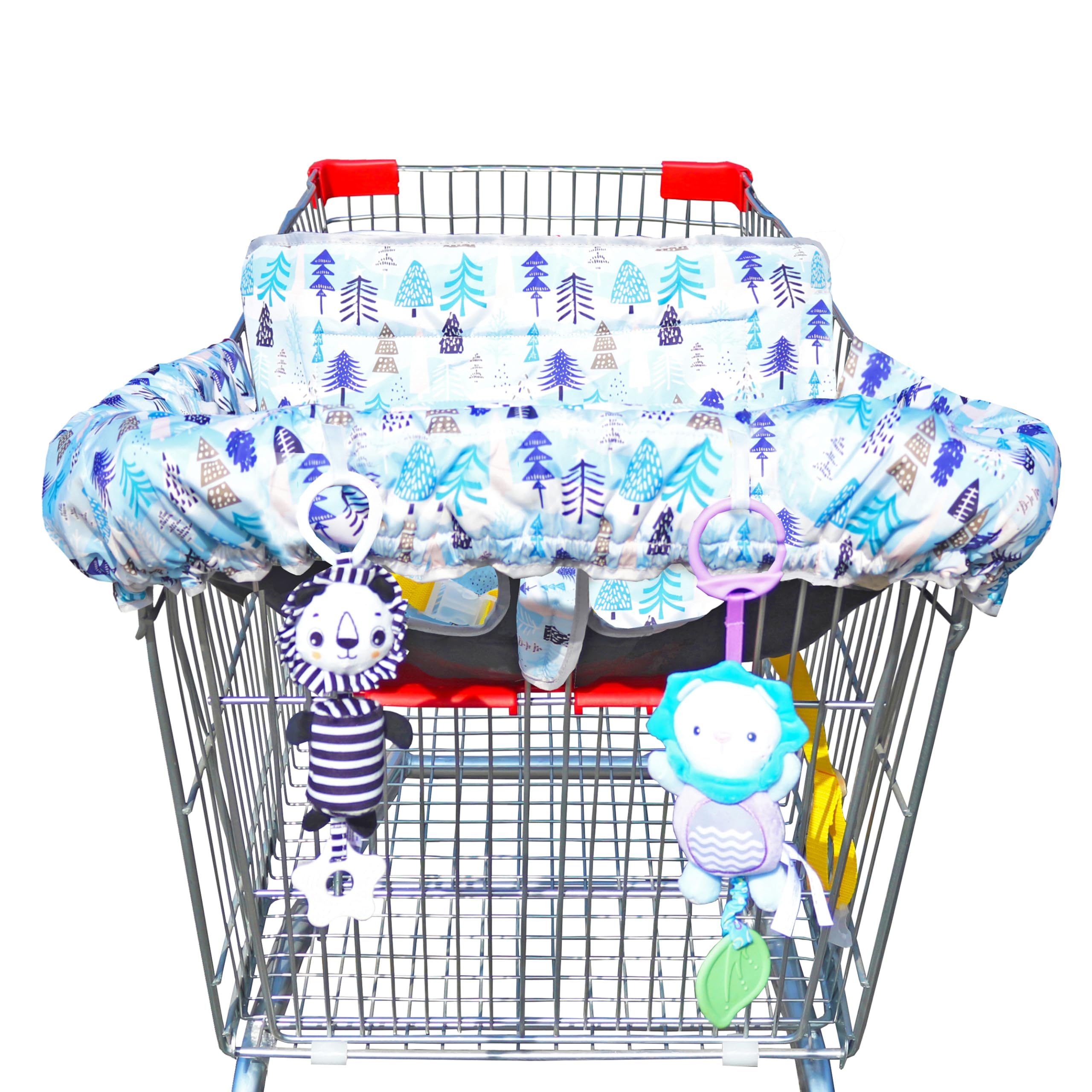 XiOiOiX 2in1 shopping cart cover blue protects baby and keeps shopping tidy.